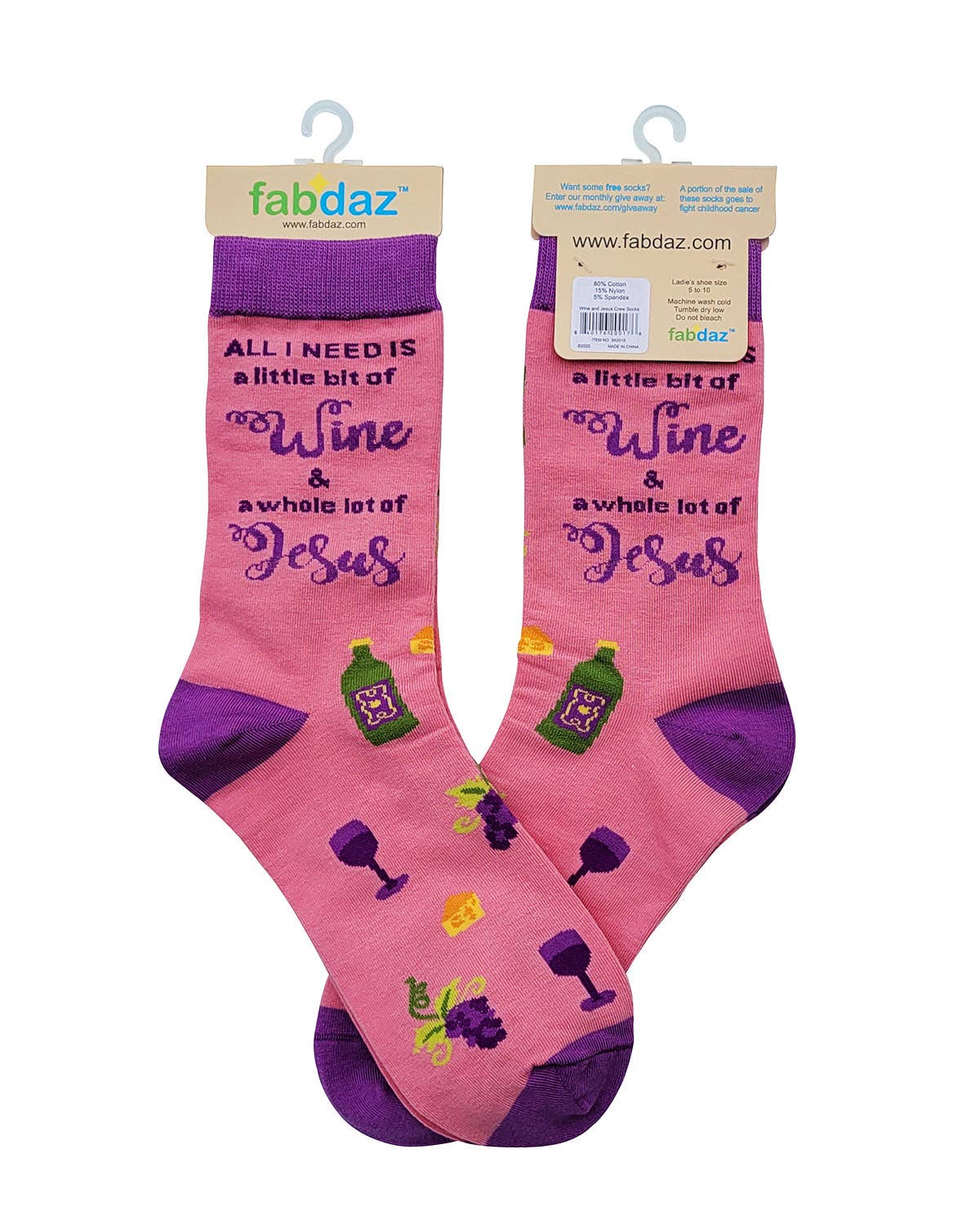 All I Need is a Little Bit of Wine & a Whole Lot of Jesus Women's Crew Socks