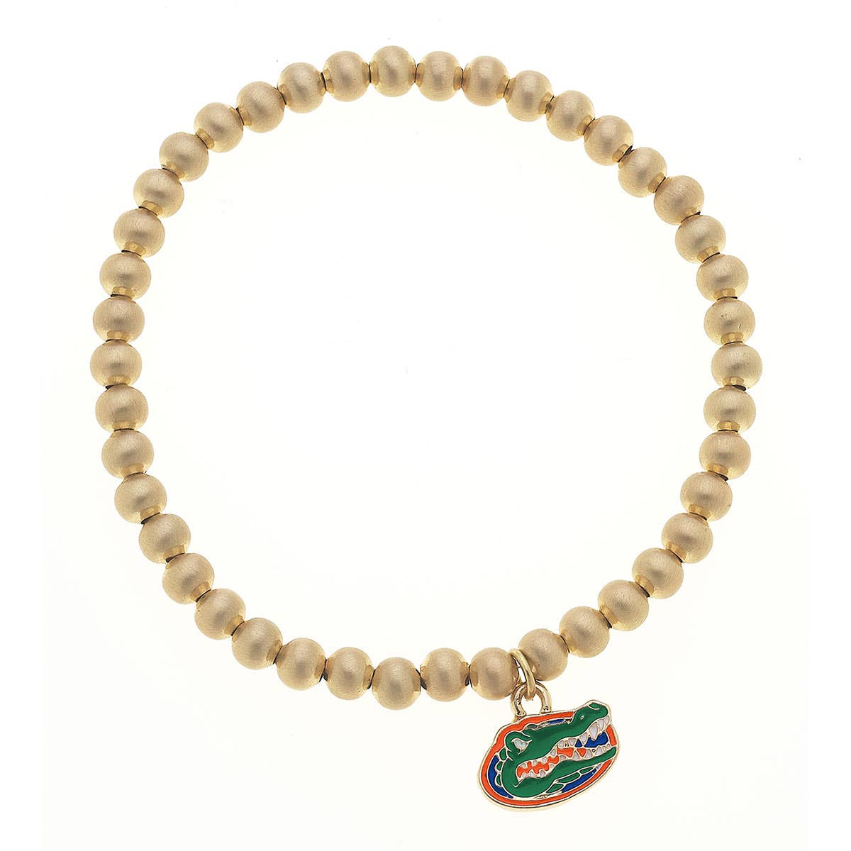 Florida Gators Ball Bead Stretch Bracelet in Satin Gold