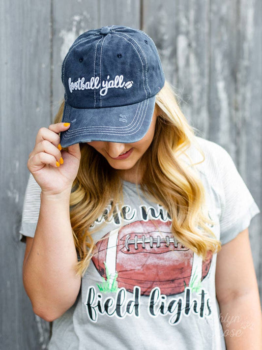 White Football Y'all Embroidery Hat