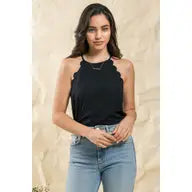 Solid Scallop Halter Top