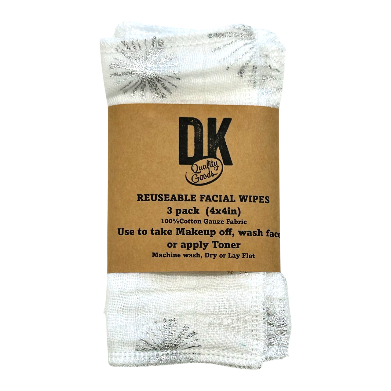 3 Pack Reusable Facial Wipes: Silver Burst