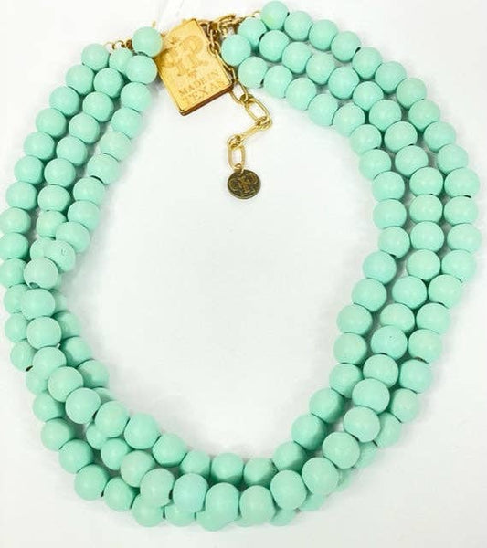 Mint Wood Bead Necklace