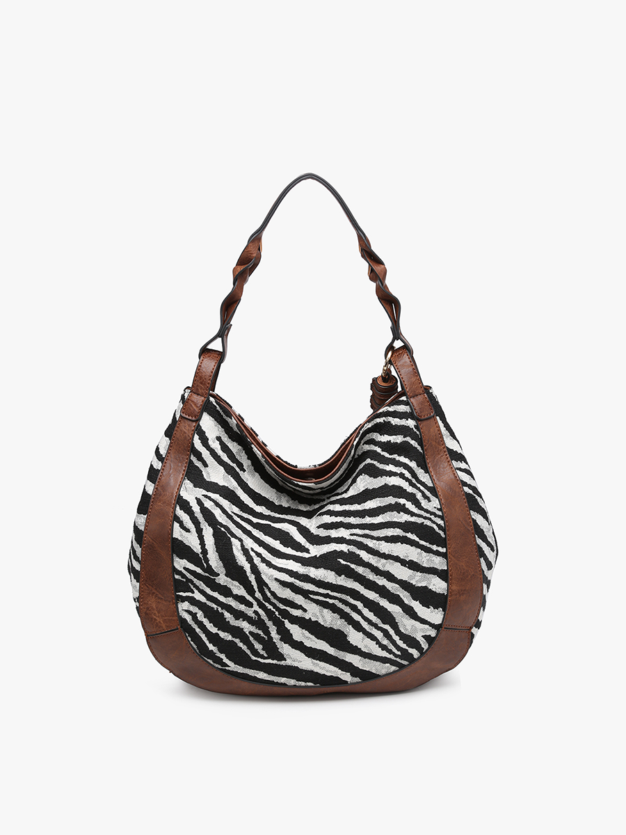 Jen & Co.  Nori Zebra Printed Hobo w/ Large Tassel