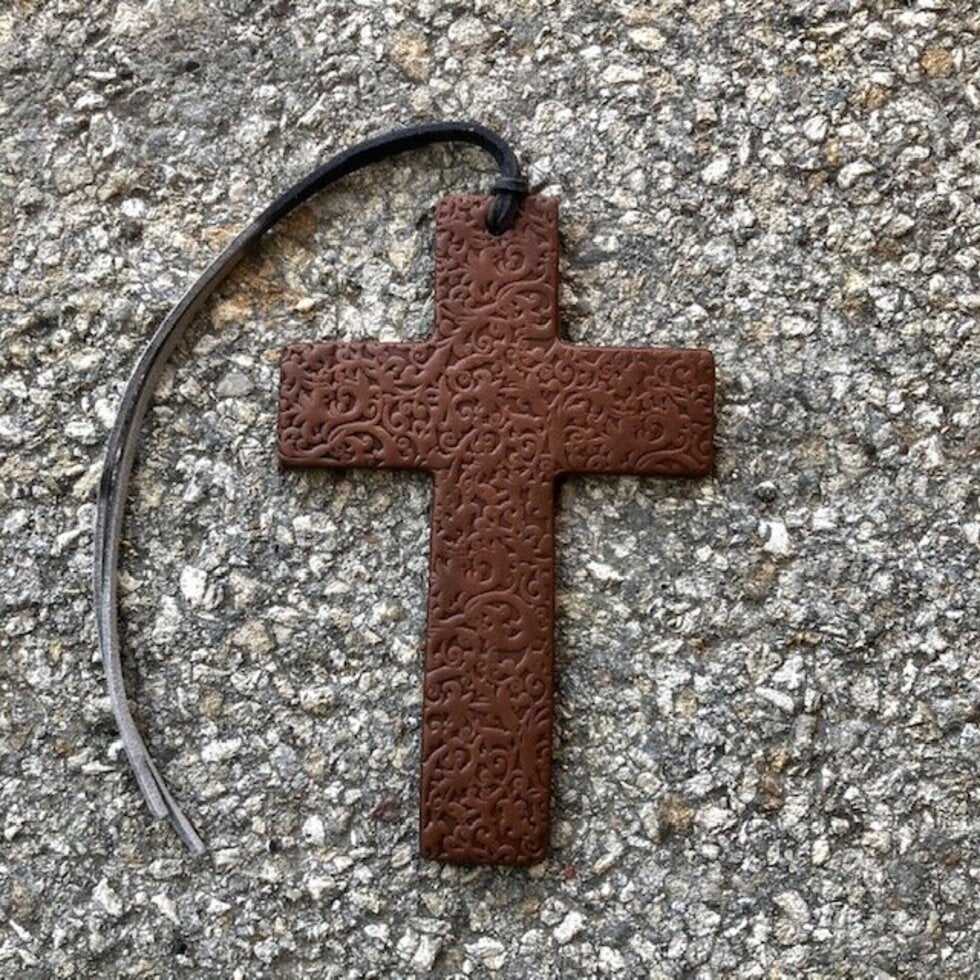 Scroll Cross Callahan Leather Freshie