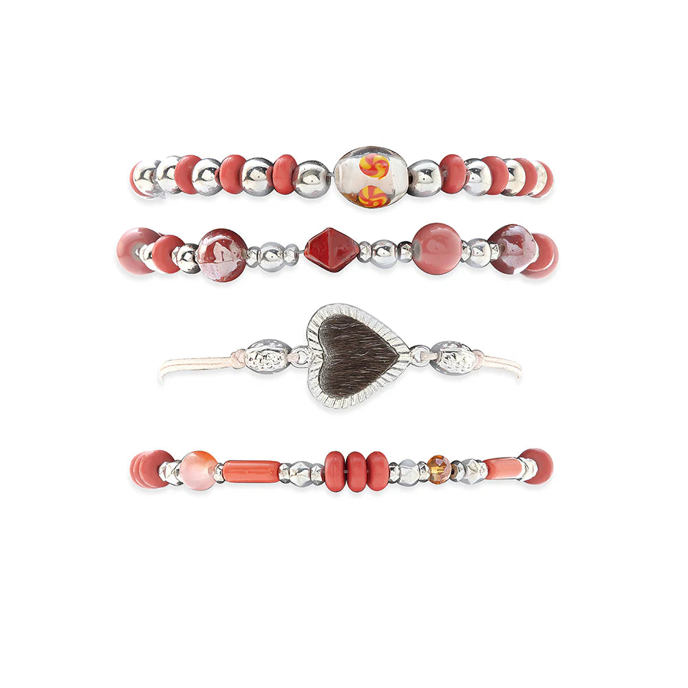 Desert Heart and Fire Stacked Bracelets