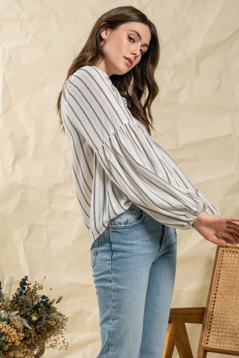 Striped Peasant Top