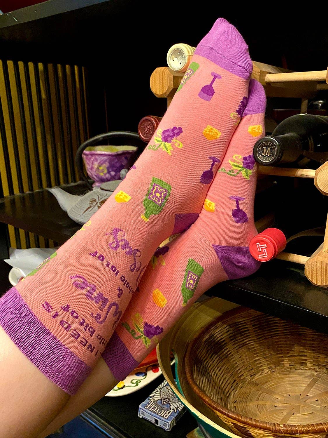 All I Need is a Little Bit of Wine & a Whole Lot of Jesus Women's Crew Socks