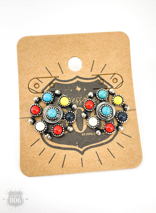 Multi-color Stone Post Earrings