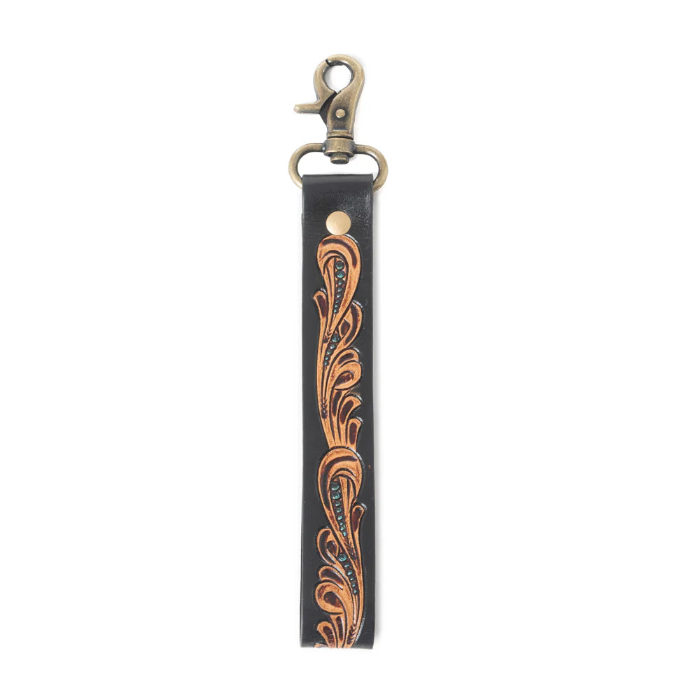 Myra Bag Blacksmith Trail Tooled Leather Key Fob