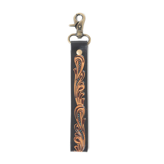 Myra Bag Blacksmith Trail Tooled  Leather Key Fob