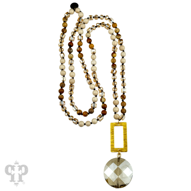 Mixed Bead Knotted Pendant Necklace