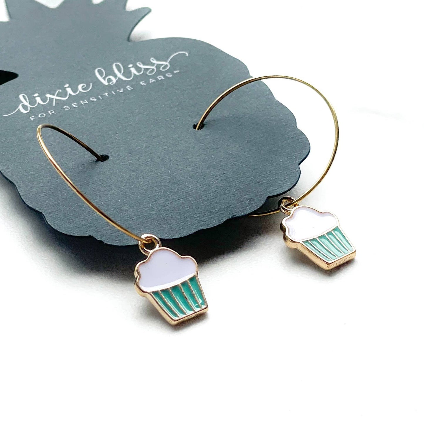 Dixie Bliss Earrings Fanciful Hoops in Sweet Cupcakes