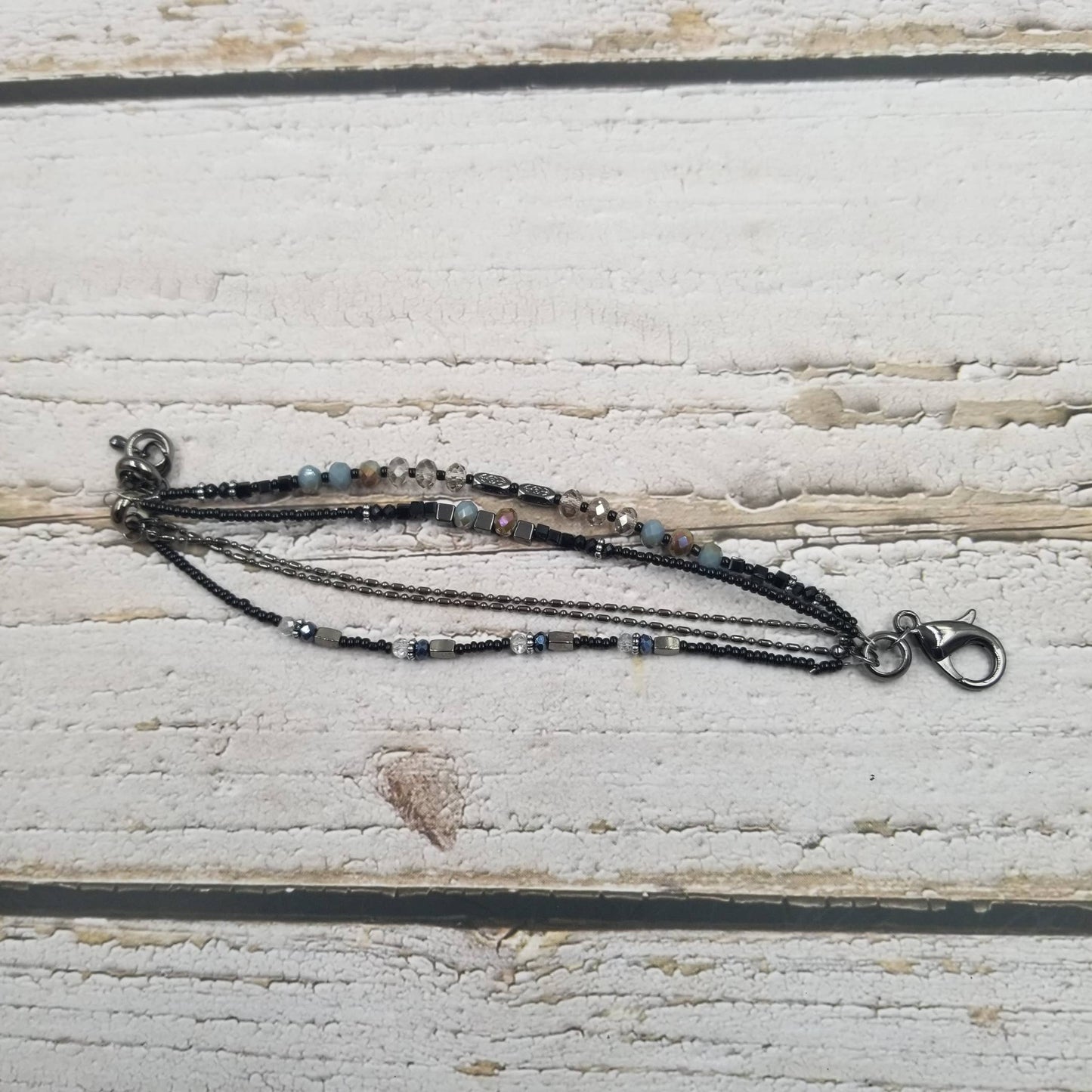 Boho Black Glass Bead Bracelet