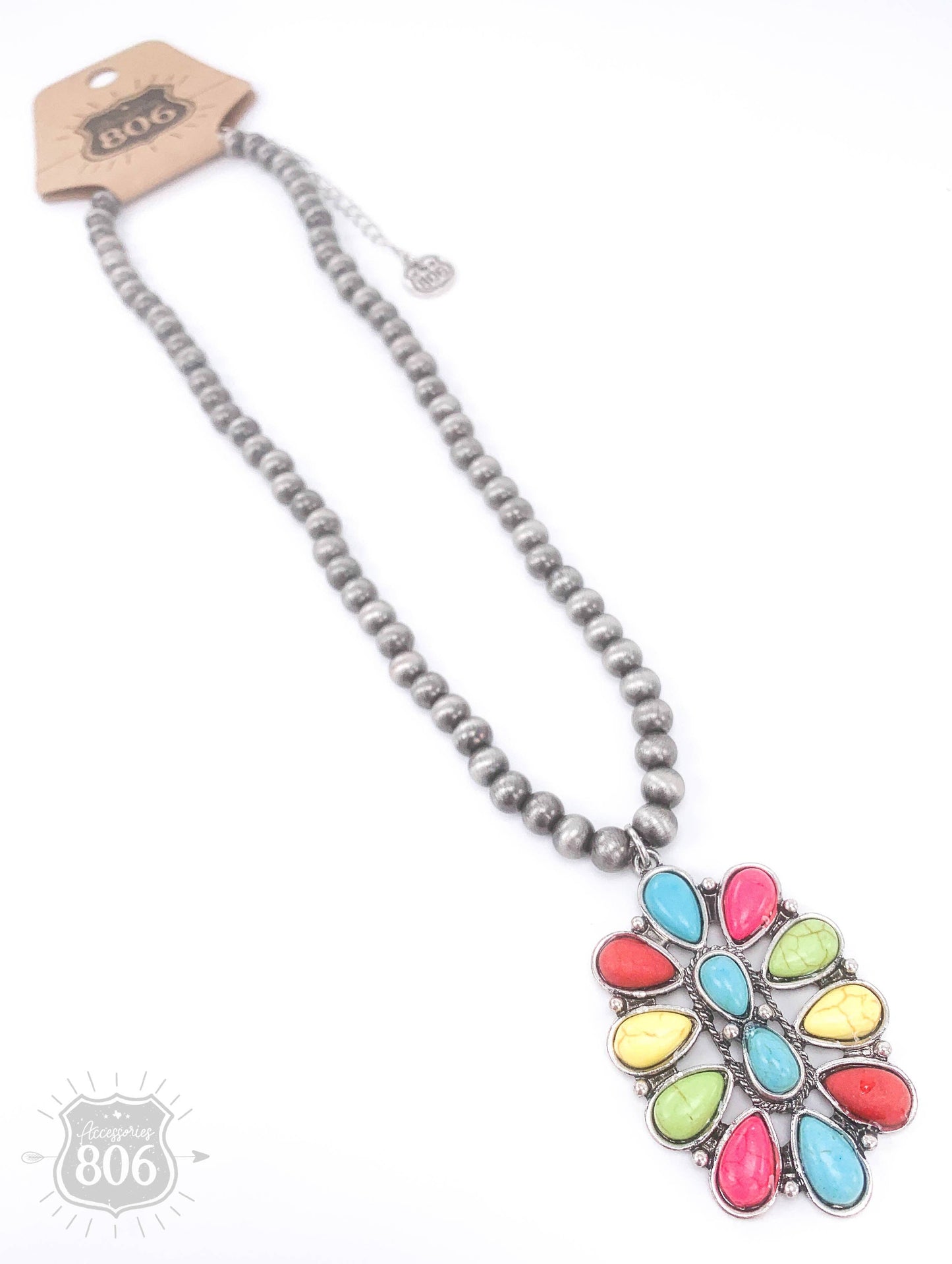 Stone Oval Flower Necklace