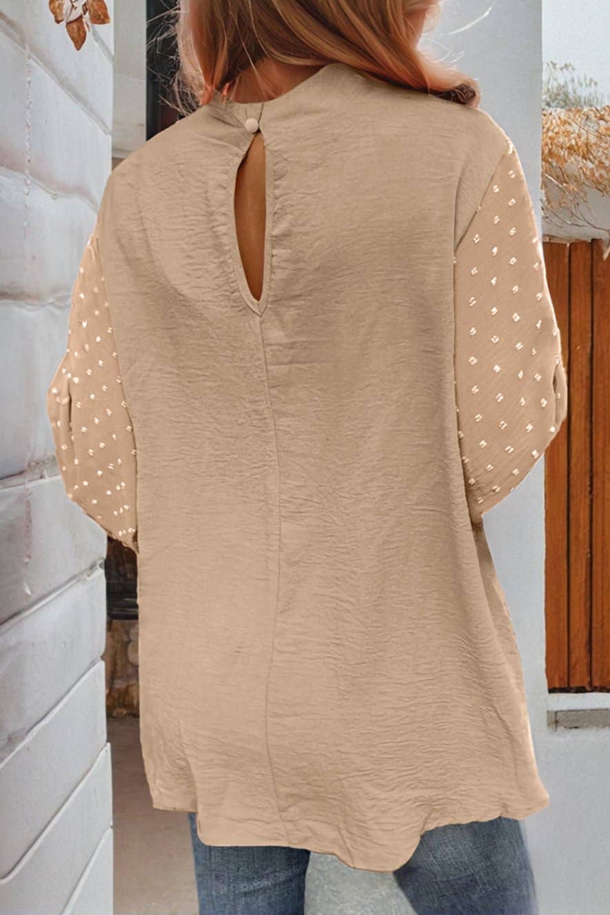 Swiss Dot Balloon Sleeve Blouse