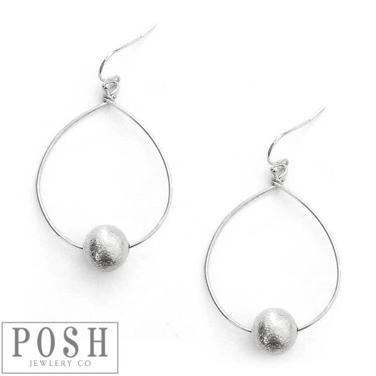 Teardrop With Brushed Ball Earrings