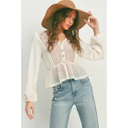Victoria Eyelet Long Sleeve Top