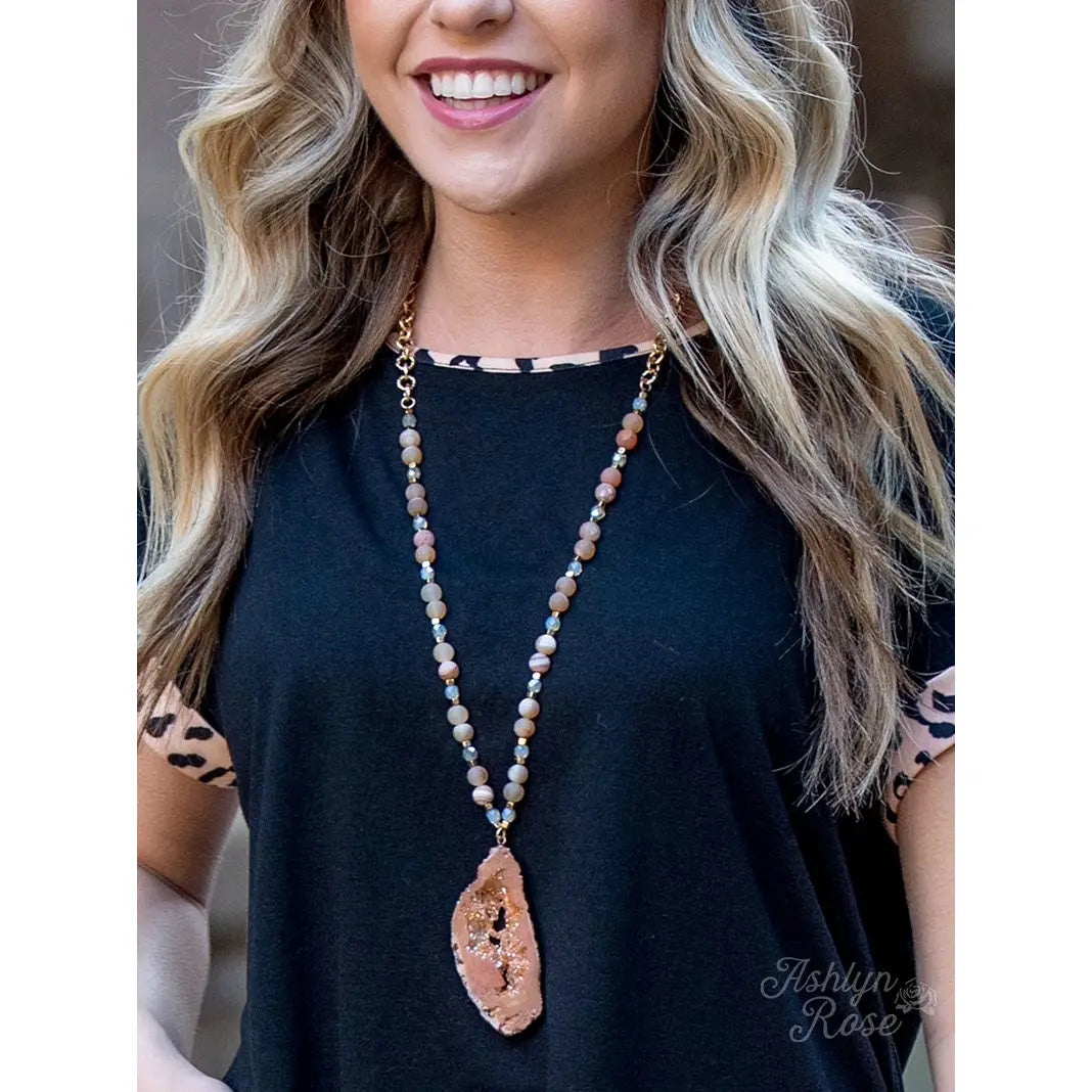 Center Of The Universe Beaded Necklace With Druzy Pendant