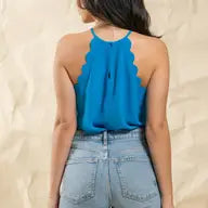 Solid Scallop Halter Top