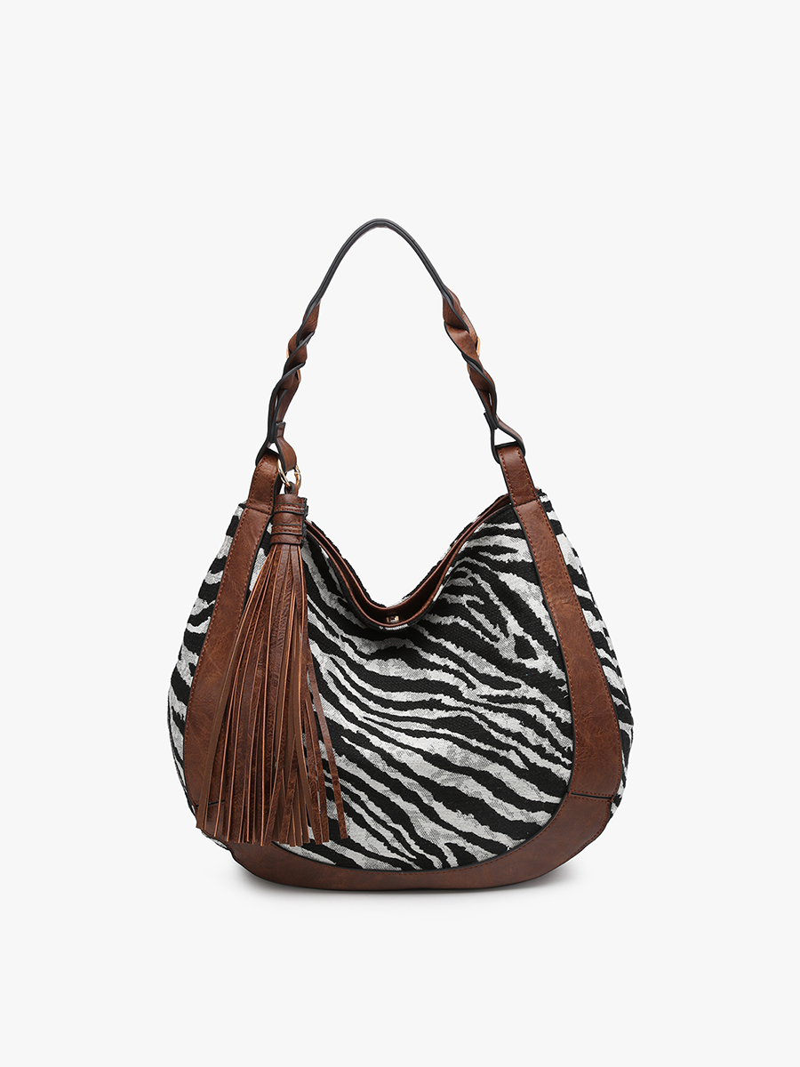 Jen & Co.  Nori Zebra Printed Hobo w/ Large Tassel