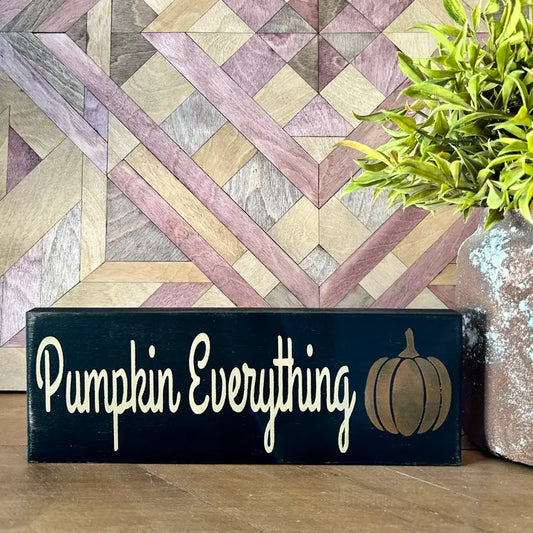 Pumpkin Everything Rustic Wood Shelf Sitter