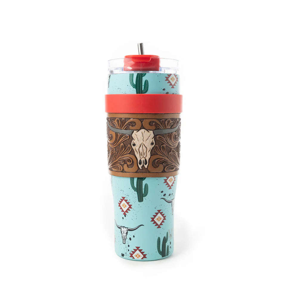 Wide Wyoming Tumbler with Tooling in Sea Blue