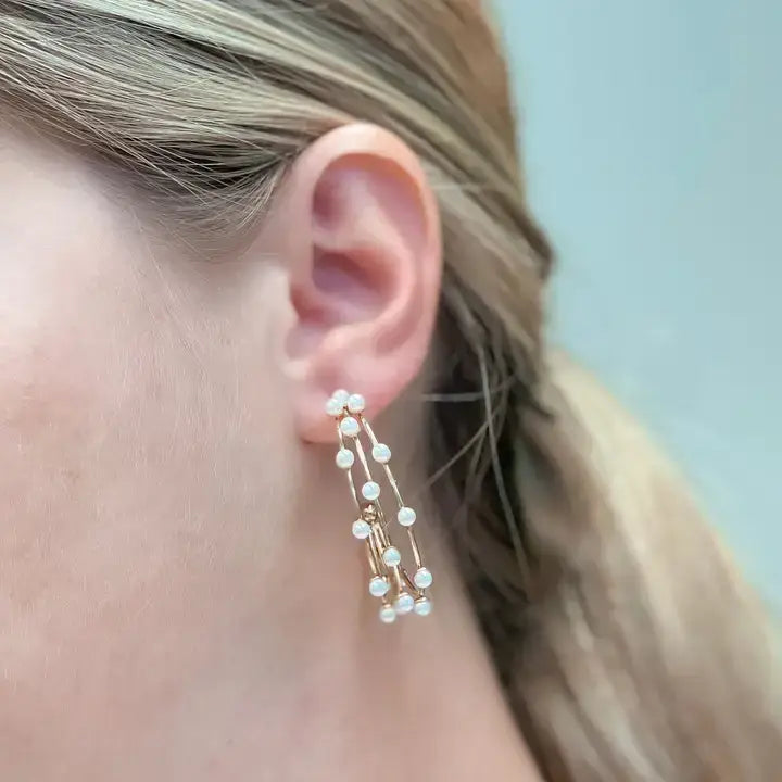 Bridal Pearl Open Hoop Earrings