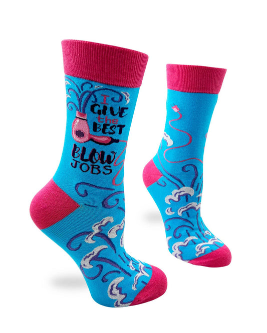 Funny Hairstylist I Give the Best Blow Jobs Women's Crew Socks
