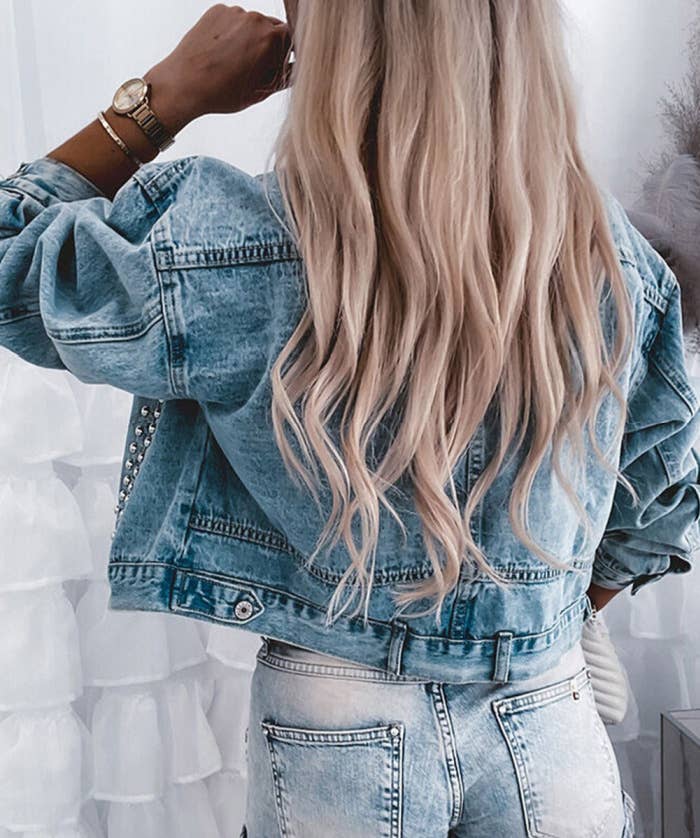 Rivet Studded Pocketed Denim Jacket