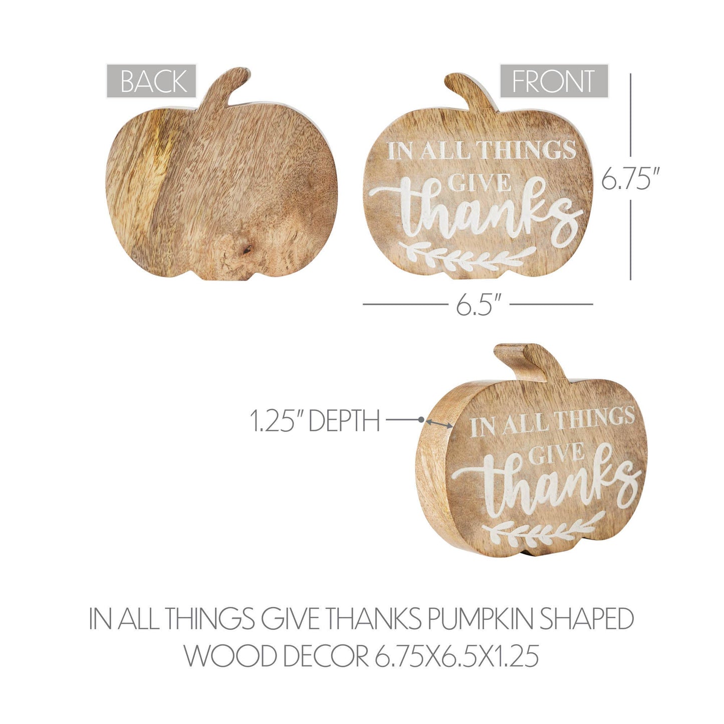 In All Things Give Thanks Pumpkin Shaped Wood Decor