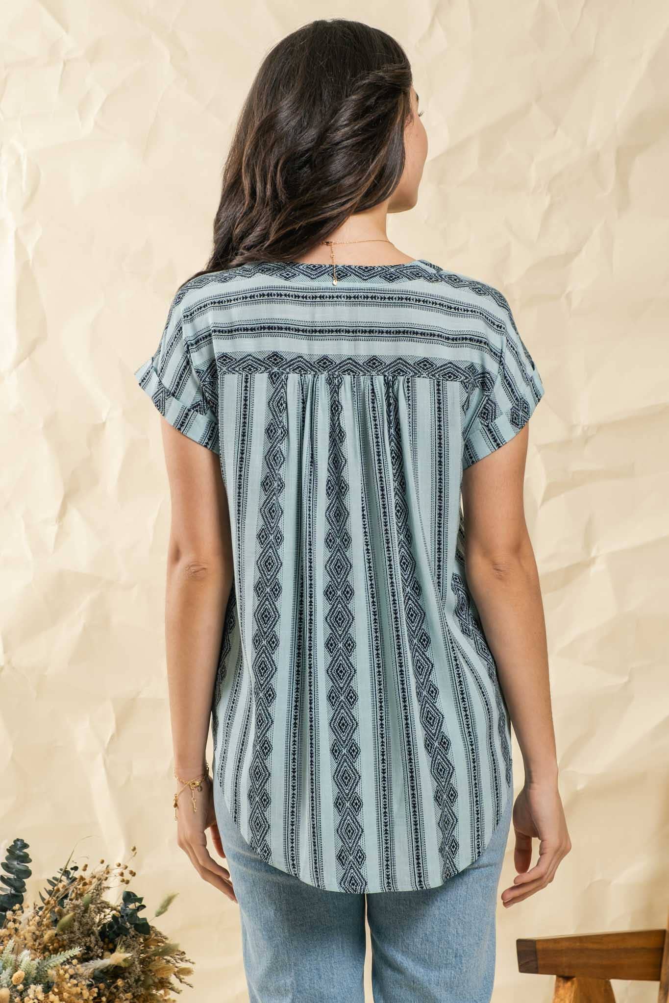 GEOMETRIC PATTERN WOVEN TOP