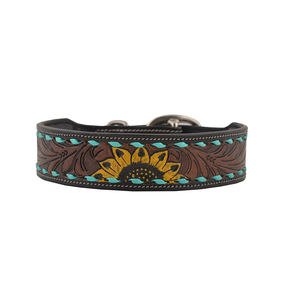 Scenic Hand Tooled Leather Dog Collar