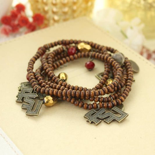 Florida State 36" Wood Bead Stretch Necklace/Bracelet