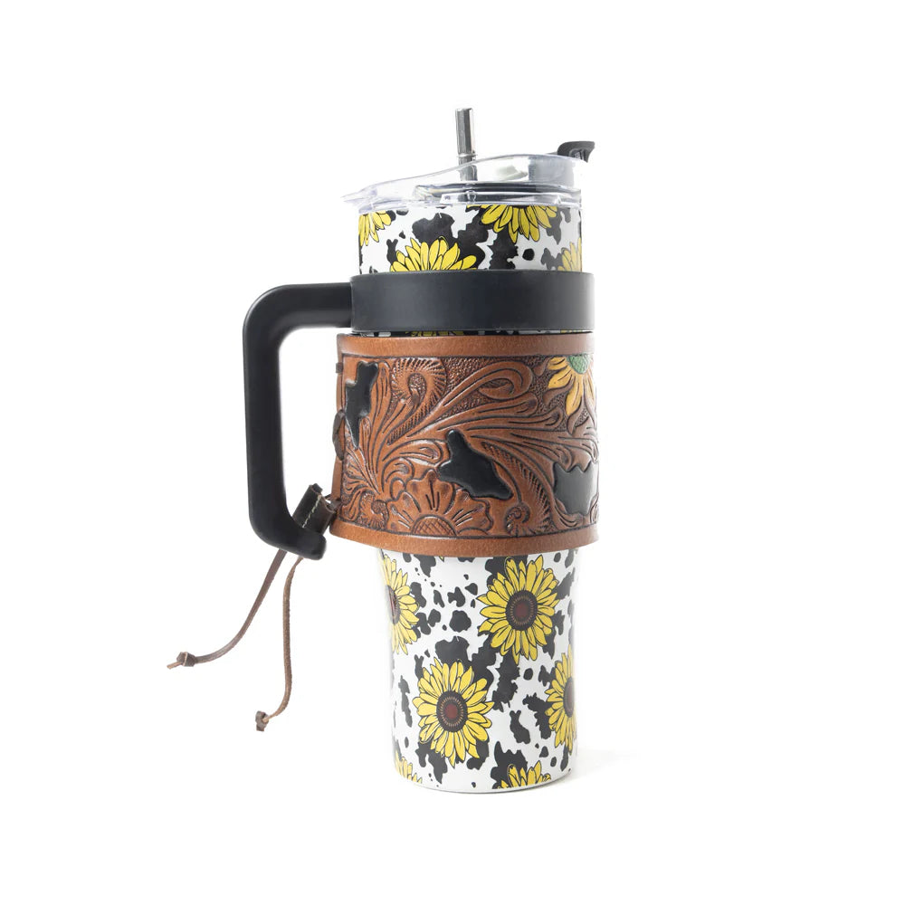 Wide Wyoming Tumbler with Tooling in Yellow