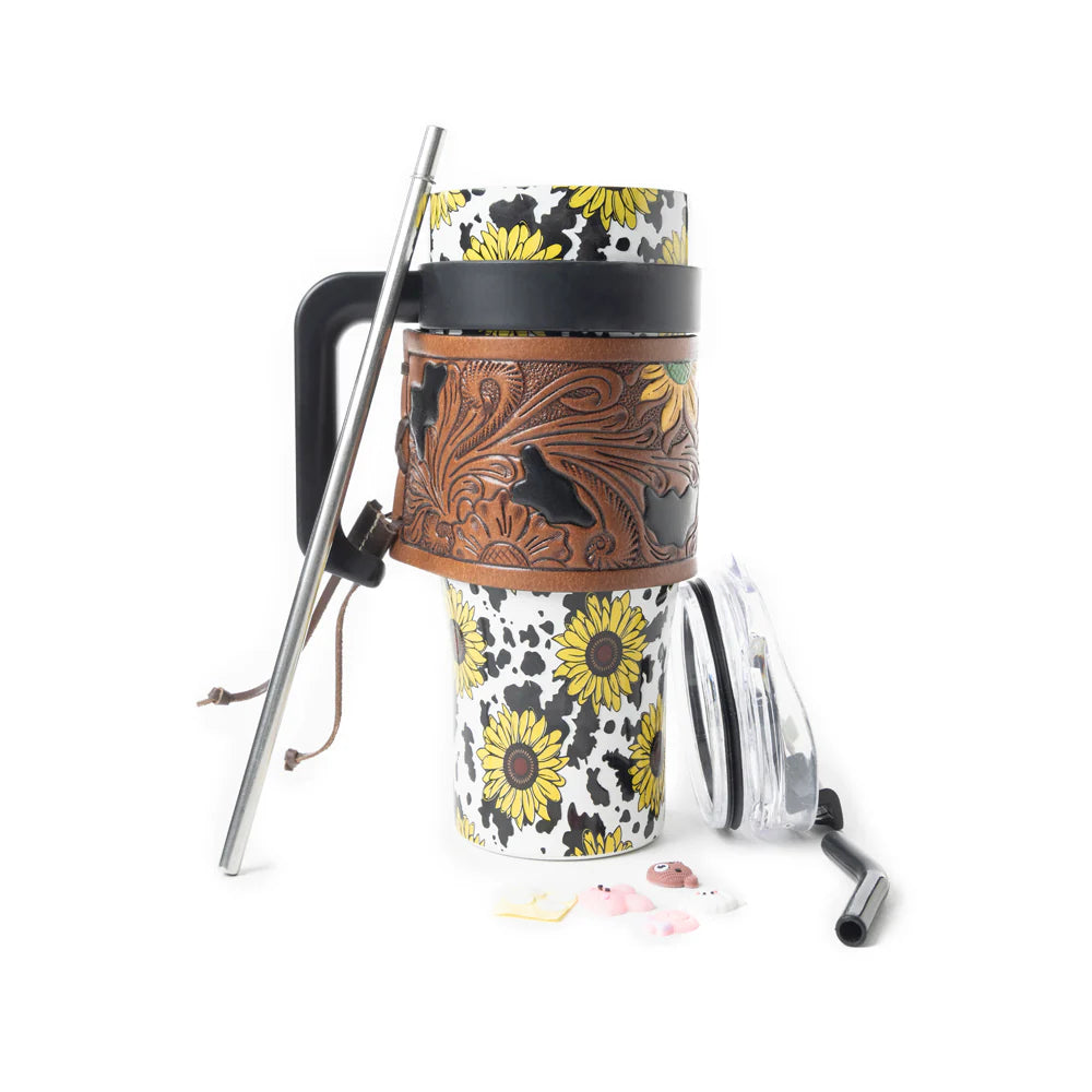 Wide Wyoming Tumbler with Tooling in Yellow