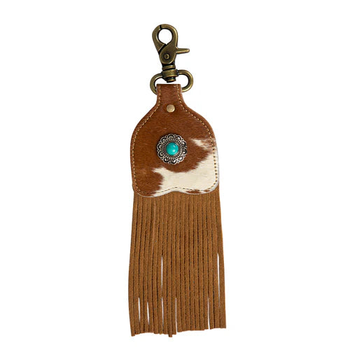 Pastureland Hairon Hide Fringed Keyfob