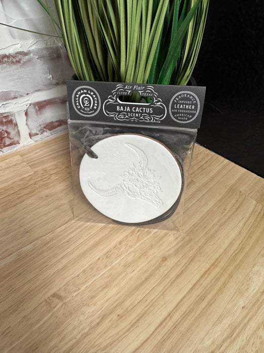 Round Flower Skull Air Flair: Baja Cactus Scent