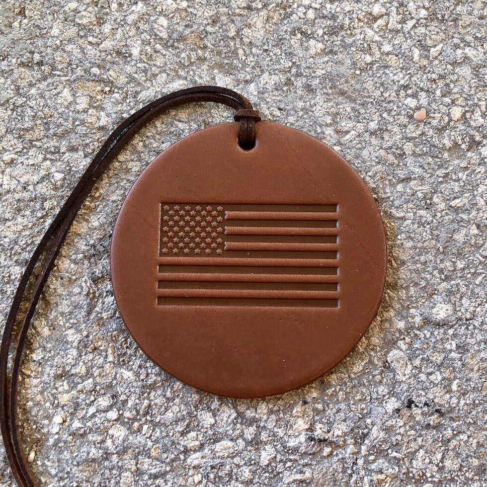 Round Old Glory Callahan Leather Car Freshie