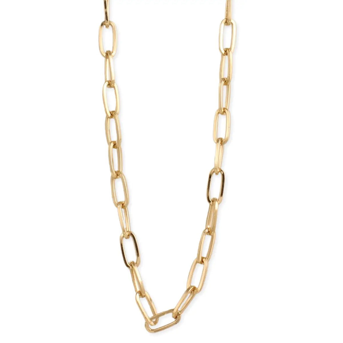 Paper Clip Link Chain Necklace- Gold