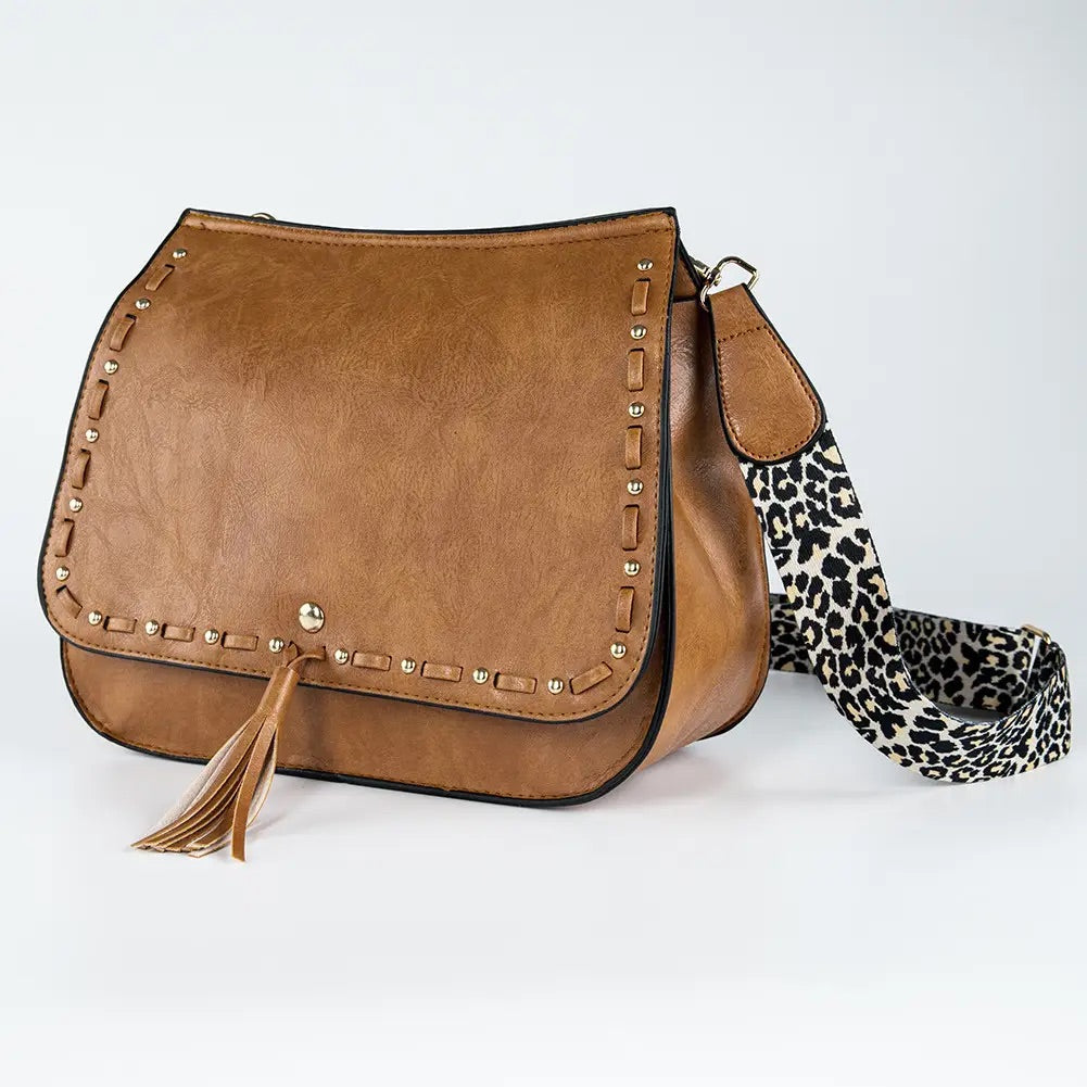 Leopard Guitar Strap Crossbody Saddle Bag