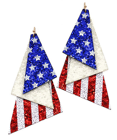 USA Glitter Leather Earrings