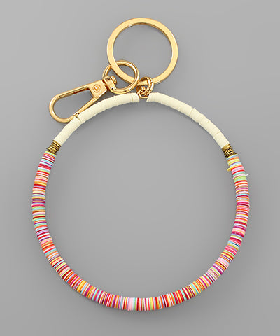 Sequin Circle Key Ring Bracelet- Pink