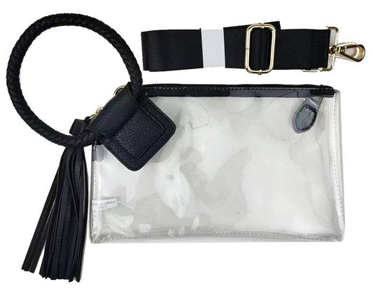 Clear Cuff Handle Tassel Wrislet Clutch