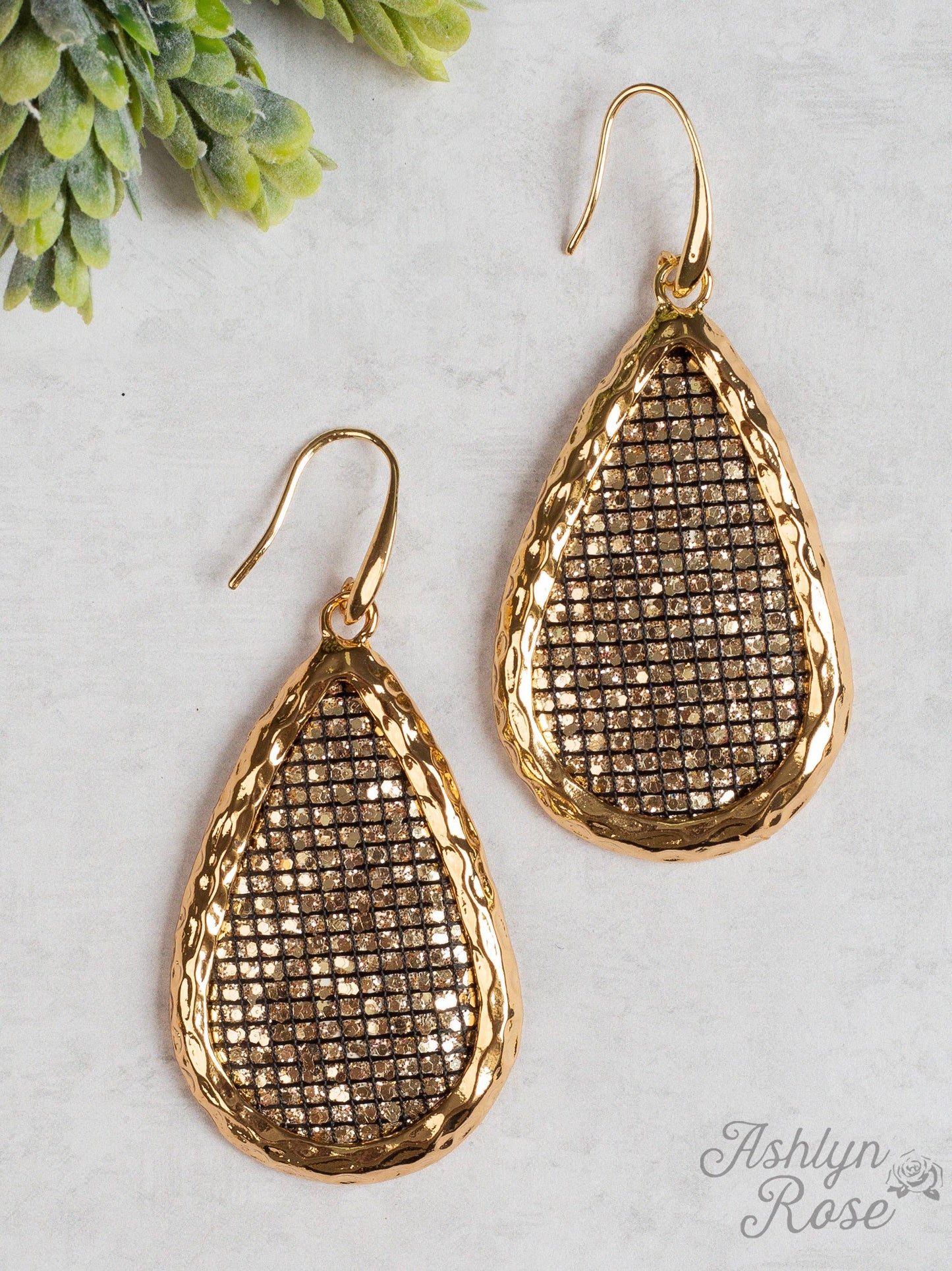 Believe in Love Teardrop Earrings with Gold Casing