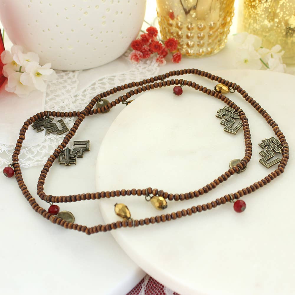 Florida State 36" Wood Bead Stretch Necklace/Bracelet