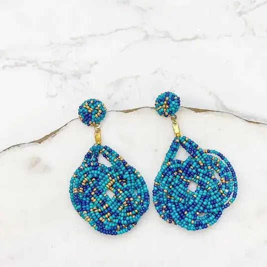 Braided Teardrop Beaded Dangle Earrings