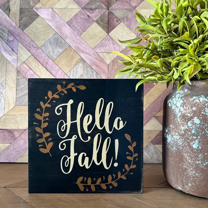 Hello Fall Rustic Wood Shelf Sitter