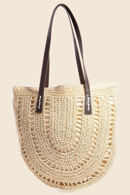 Straw Braided Rounded Tote Bag