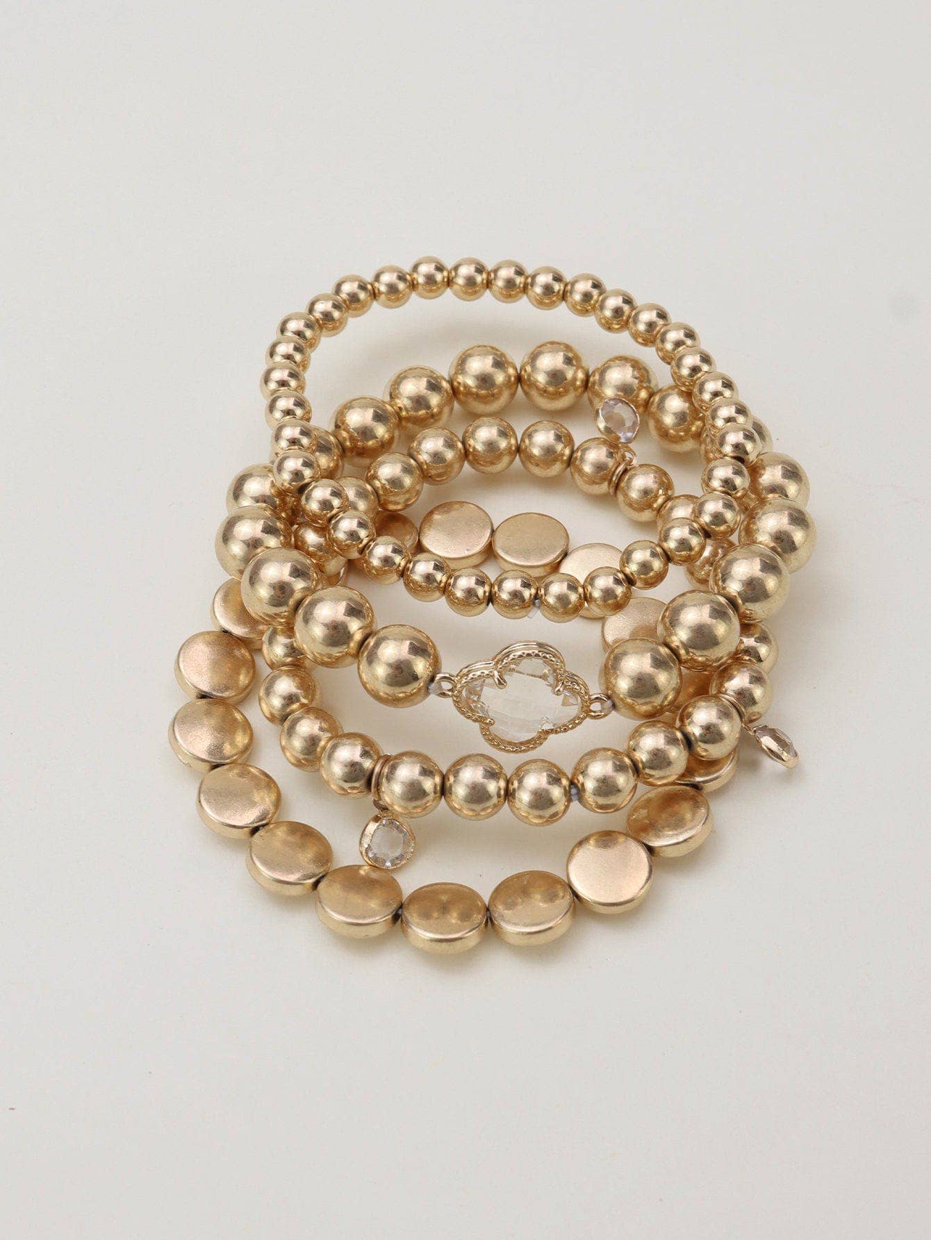 Metallic Clover Beaded Bracelet Set