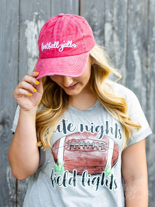 White Football Y'all Embroidery Hat